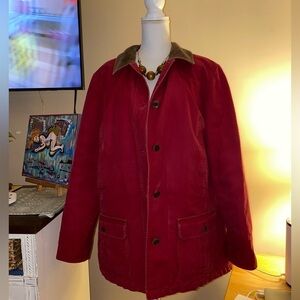 Vintage LLbean Original Barn Coat Chore Coat Jacket Red Brown Corduroy Size XL